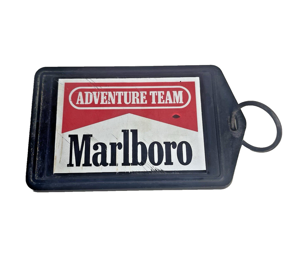 Vintage Marlboro Adventure Team Keychain Tag Rectangle 2x4 Jump Ring Accessory